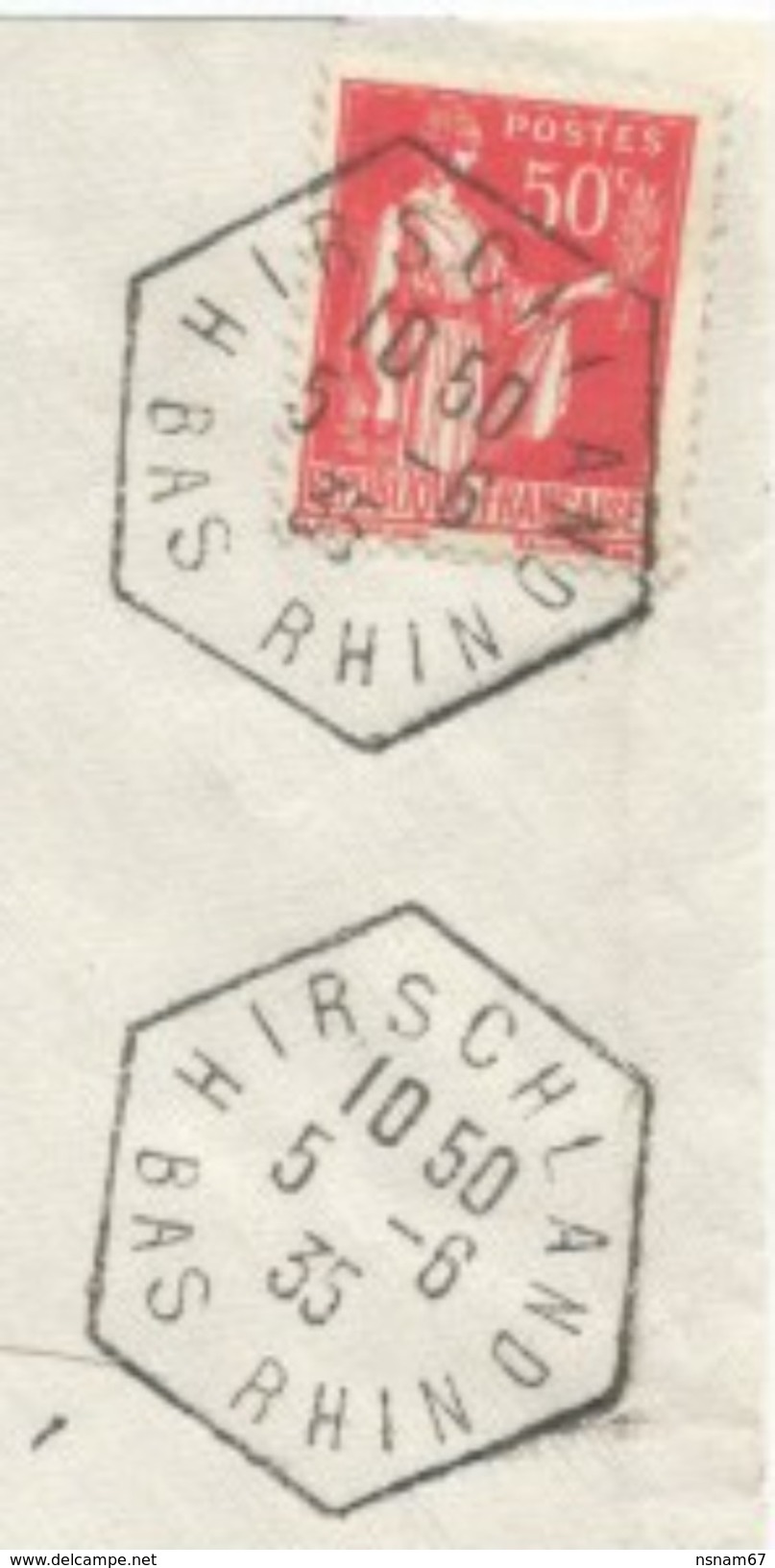 C776 - HIRSCHLAND - Bas Rhin - 1935 - Timbre Type PAIX - - Lettres & Documents