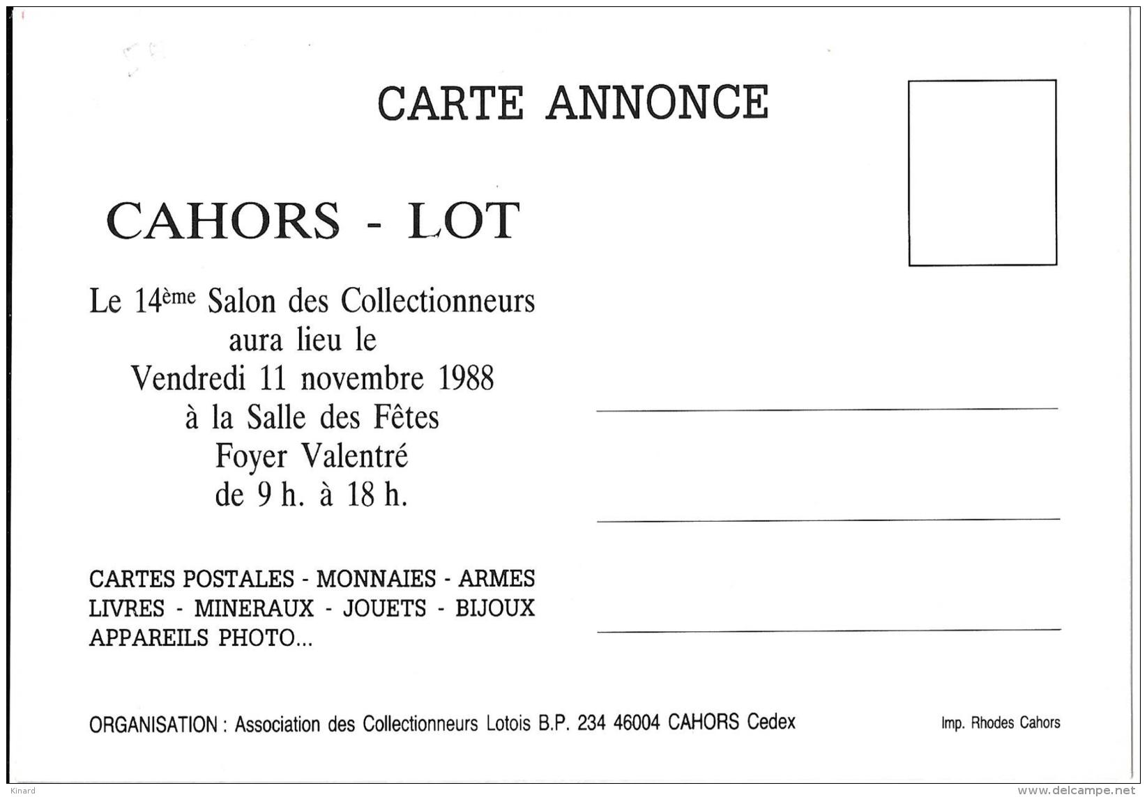 CP...ILLUSTRATEUR...   BERNARD VEYRI....14 ° SALON...CAHORS  NOVEMBRE 1988..  TBE....SCAN - Veyri, Bernard