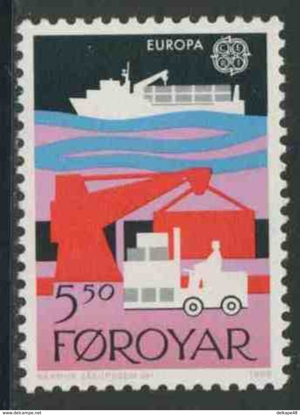 Faroer Faroe Islands 1988 Mi 167 YT 161 Sc 174 ** Container Ship + Dockside Scene / Ladekran, Gabelstapler - Europa Cept - Andere(Zee)