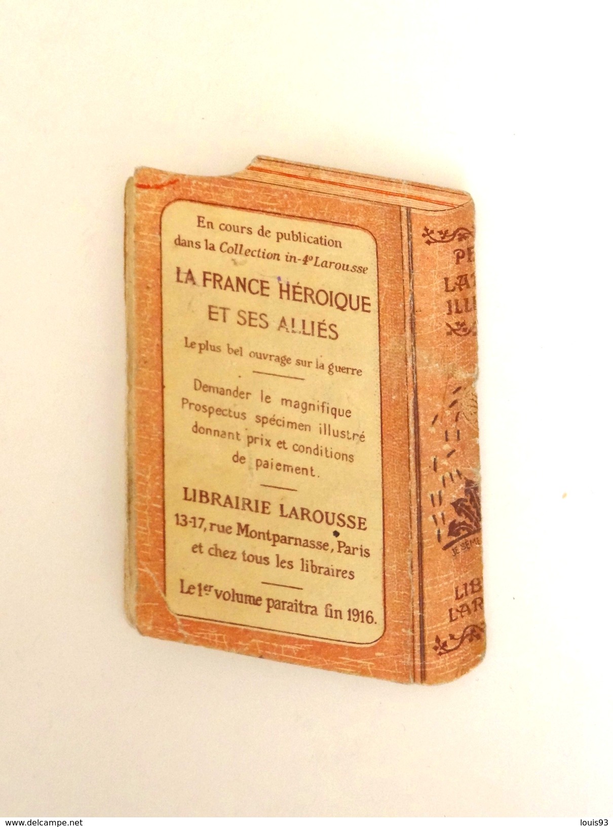 "PETIT LAROUSSE" 1917 Petit Calendrier Publicitaire En Forme Et Couleurs Du Dictionnaire - Petit Format : 1901-20