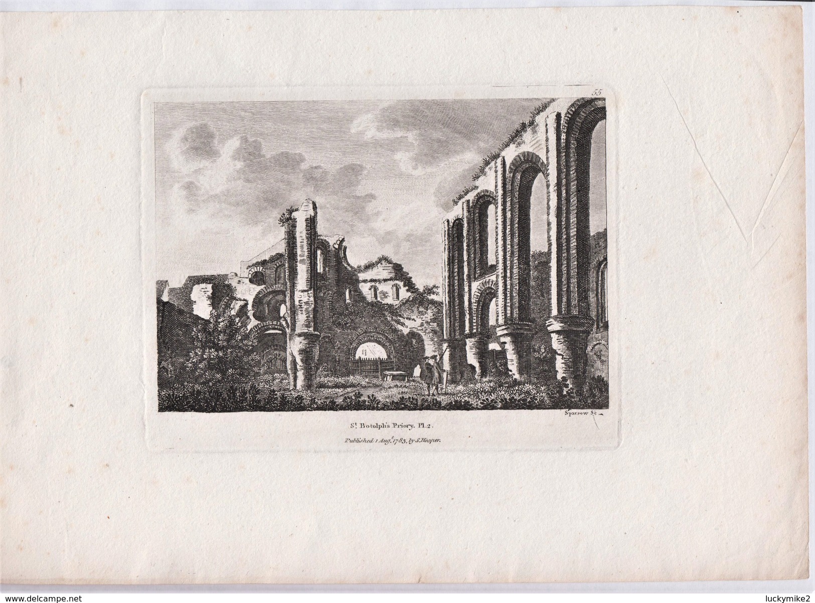 "St Botolph's Priory" 288 X 240 Mms (actual Pic Is 160 X 110)  Published 1783  By  'S Hooper'.   Ref 0449 - Stiche & Gravuren