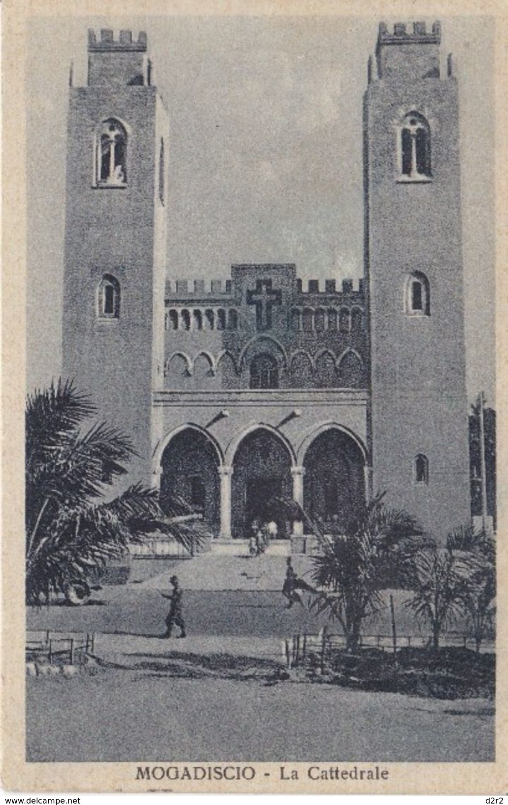 MOGADISCIO - LA CATTEDRALE - 1936 - AFFRANCHISSEMENT AVEC TIMBRE COLONIE ITALIENNE - Somalie