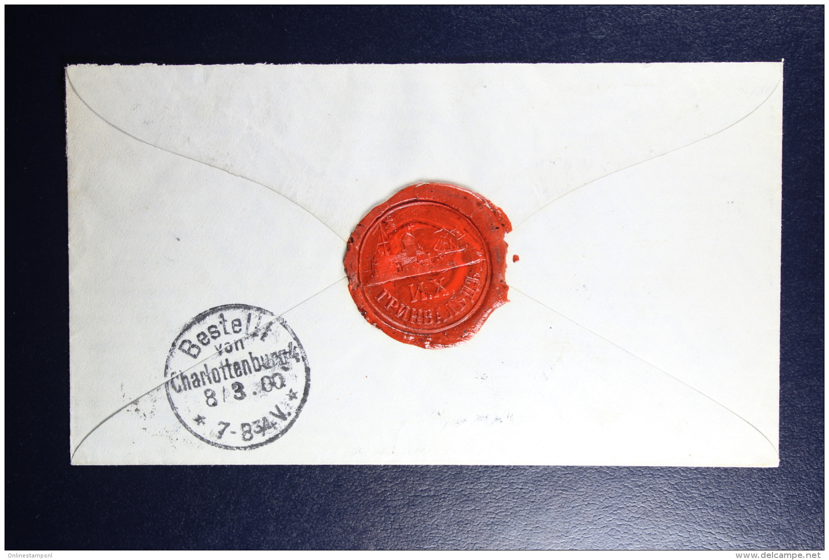 Russian Latvia :Stationary  Registered Cover Uprated  1900 Kurland Talsen Talsi Charlottenburg Waxed Sealed U 31 A - Ganzsachen