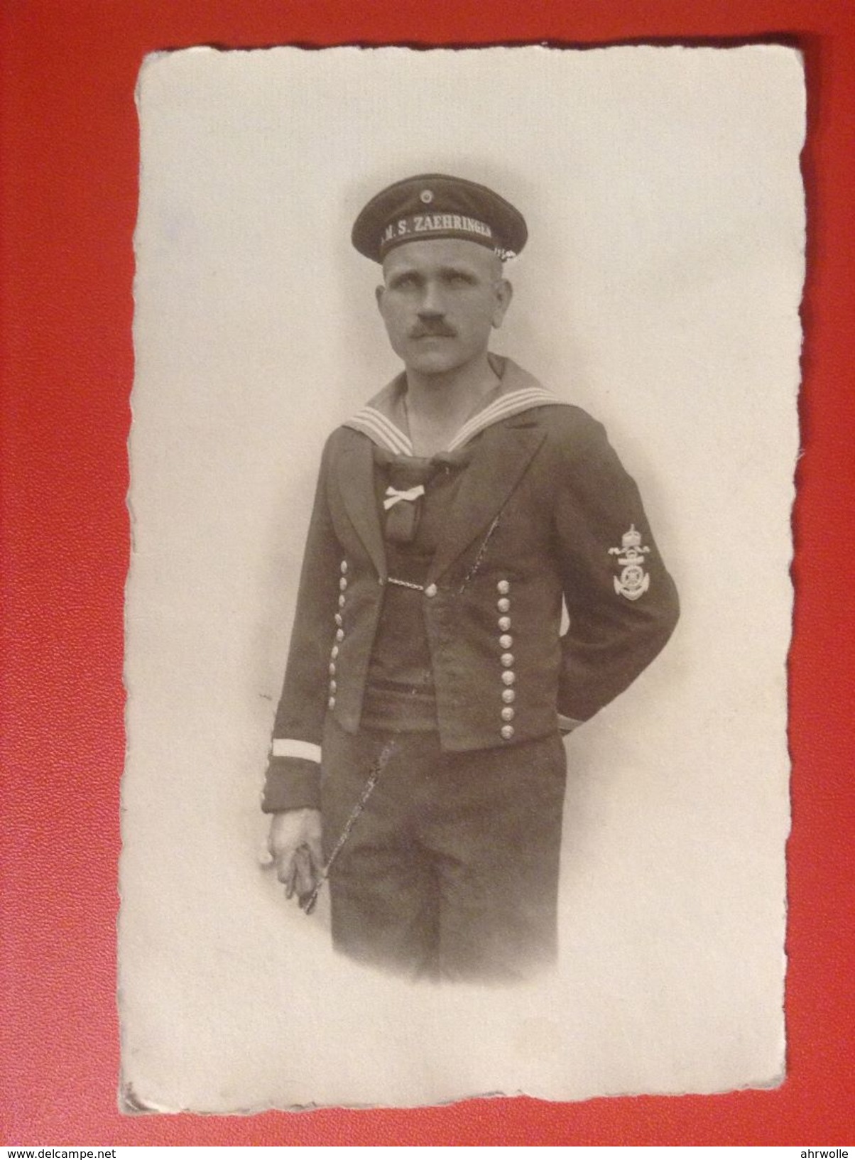 Foto AK WW1 Soldat Matrose Mit Mütze Uniform Feldpost 1918 SMS Zaehringen - Uniformen