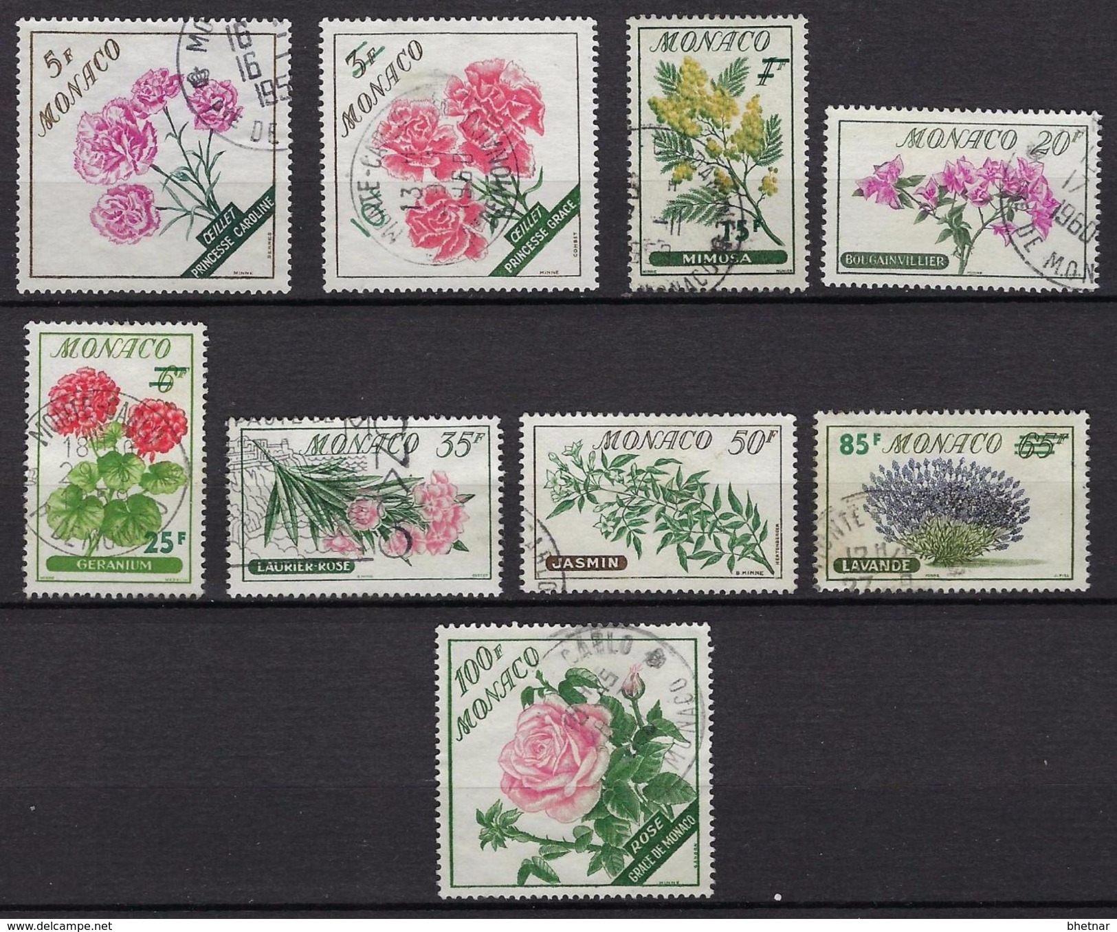 Monaco YT 514 à 522  " Série Fleurs " 1959 Oblitéré - Used Stamps