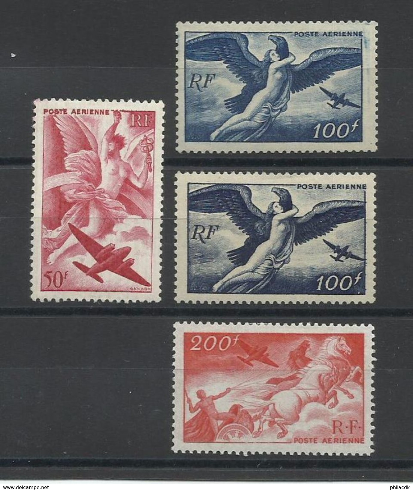 FRANCE - POSTE AERIENNE N°YT 17/18/18a)/19 NEUFS* AVEC CHARNIERE - COTE YT : 18.15€ - 1946/47 - 1927-1959 Mint/hinged