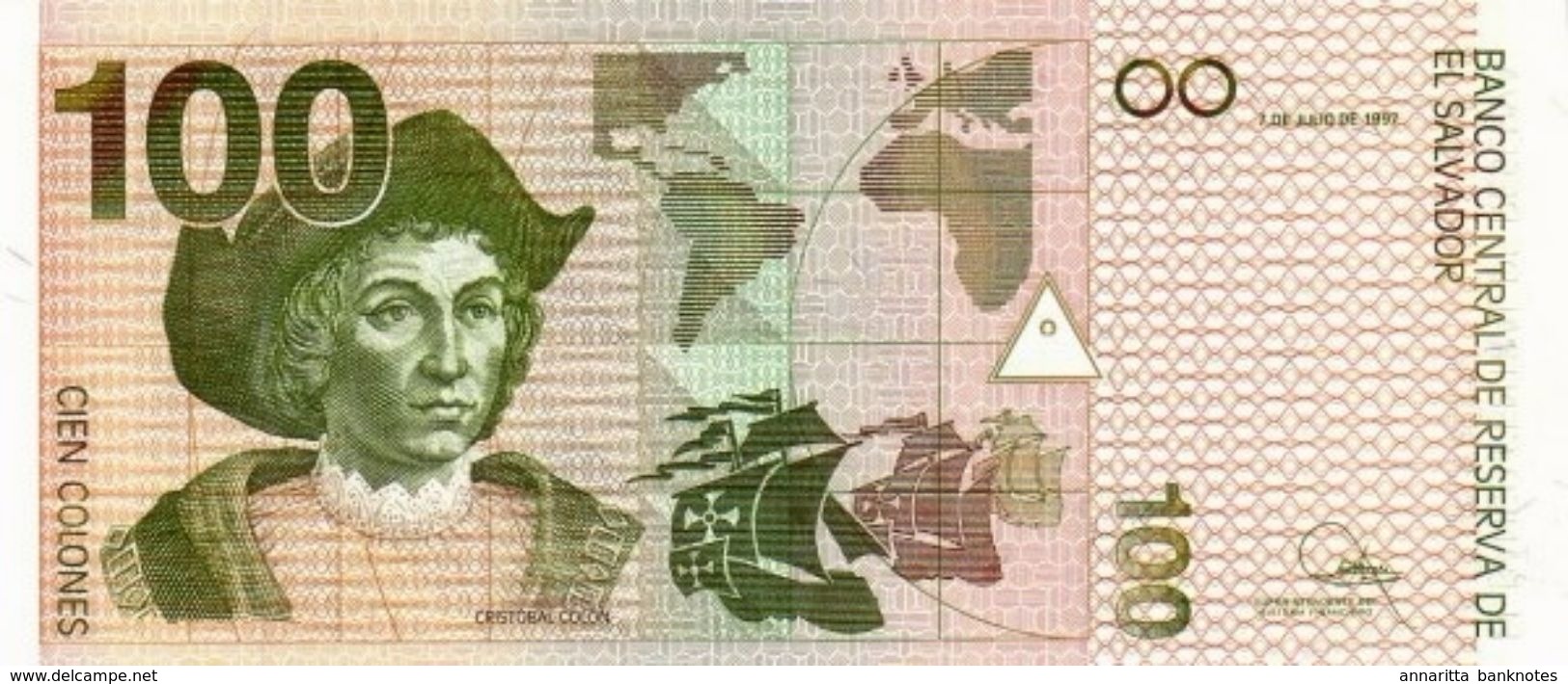 * EL SALVADOR 100 COLONES 1997 P-151a  [SV151a] - Salvador