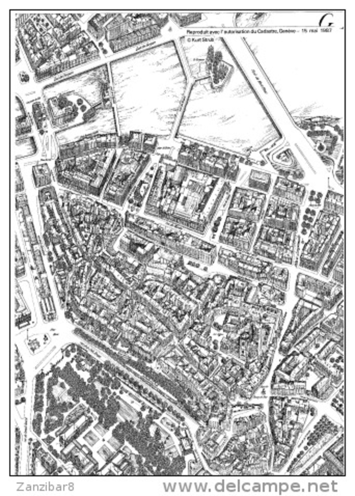 Plan De Genève Dessiné Par Kurt Strub - Landkarten