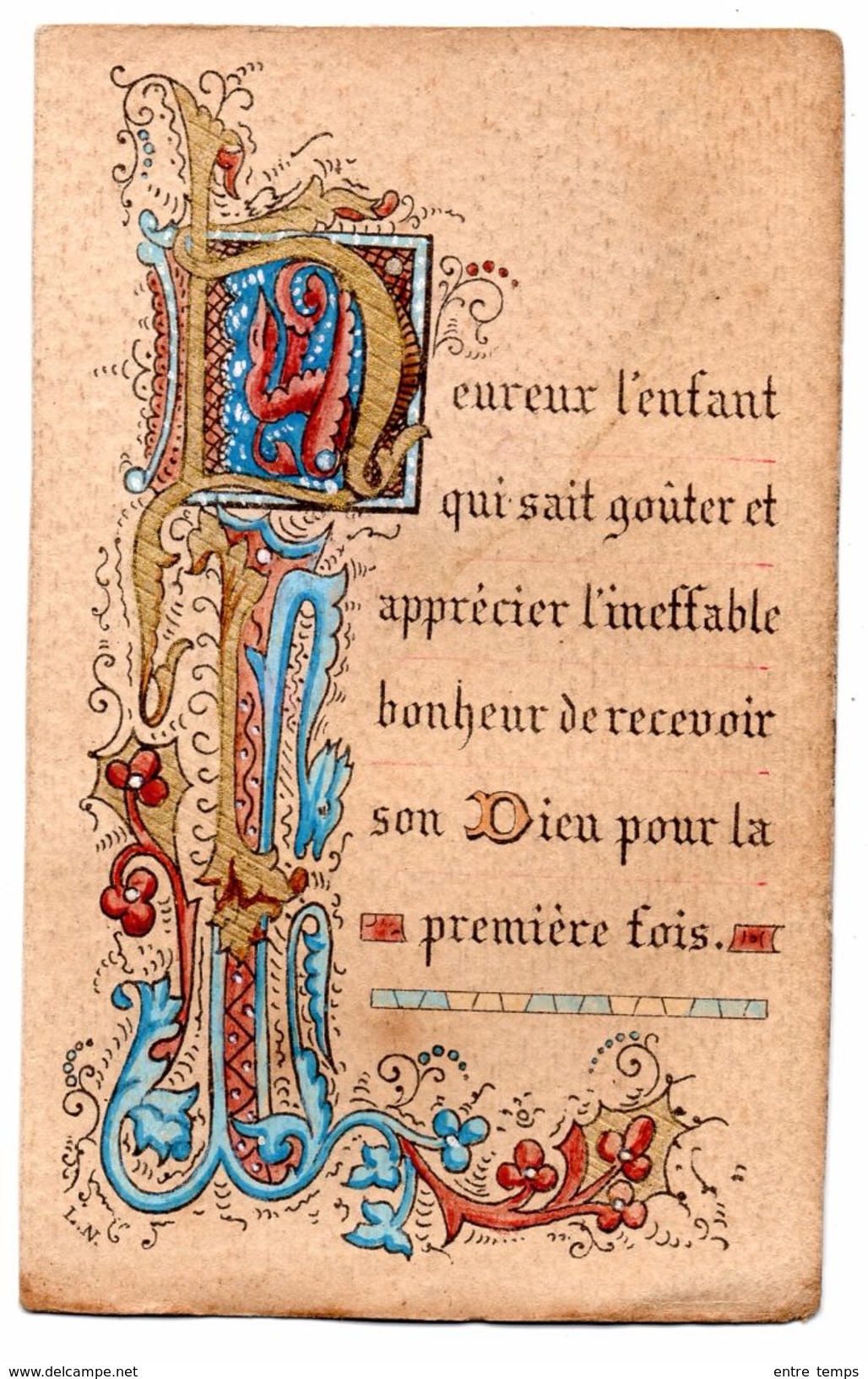 Image Religieuse Souvenir Communion Saint Gaultier 1890 - Images Religieuses