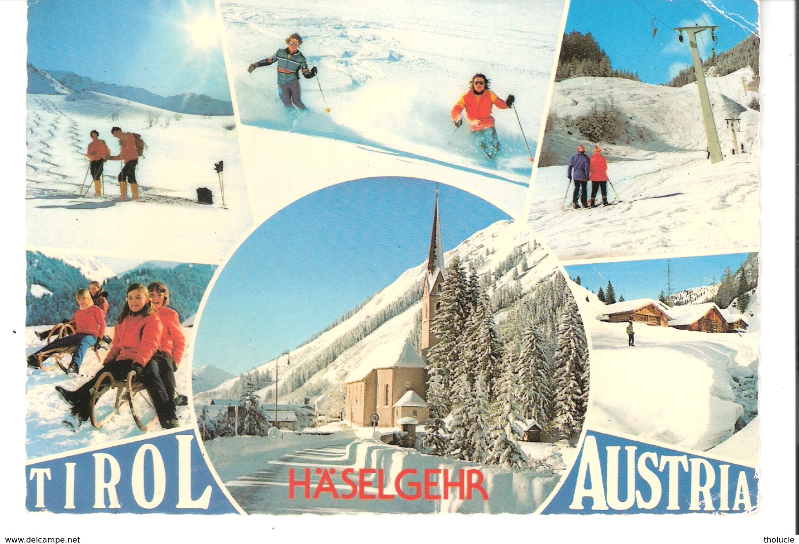 Häselgehr (Reutte-Tyrol-Tirol-Österreich-Austria-Autriche)-Multivues-Eglise-Sports D'Hiver-Winter-Ski-Luge-Timbre 1973 - Reutte