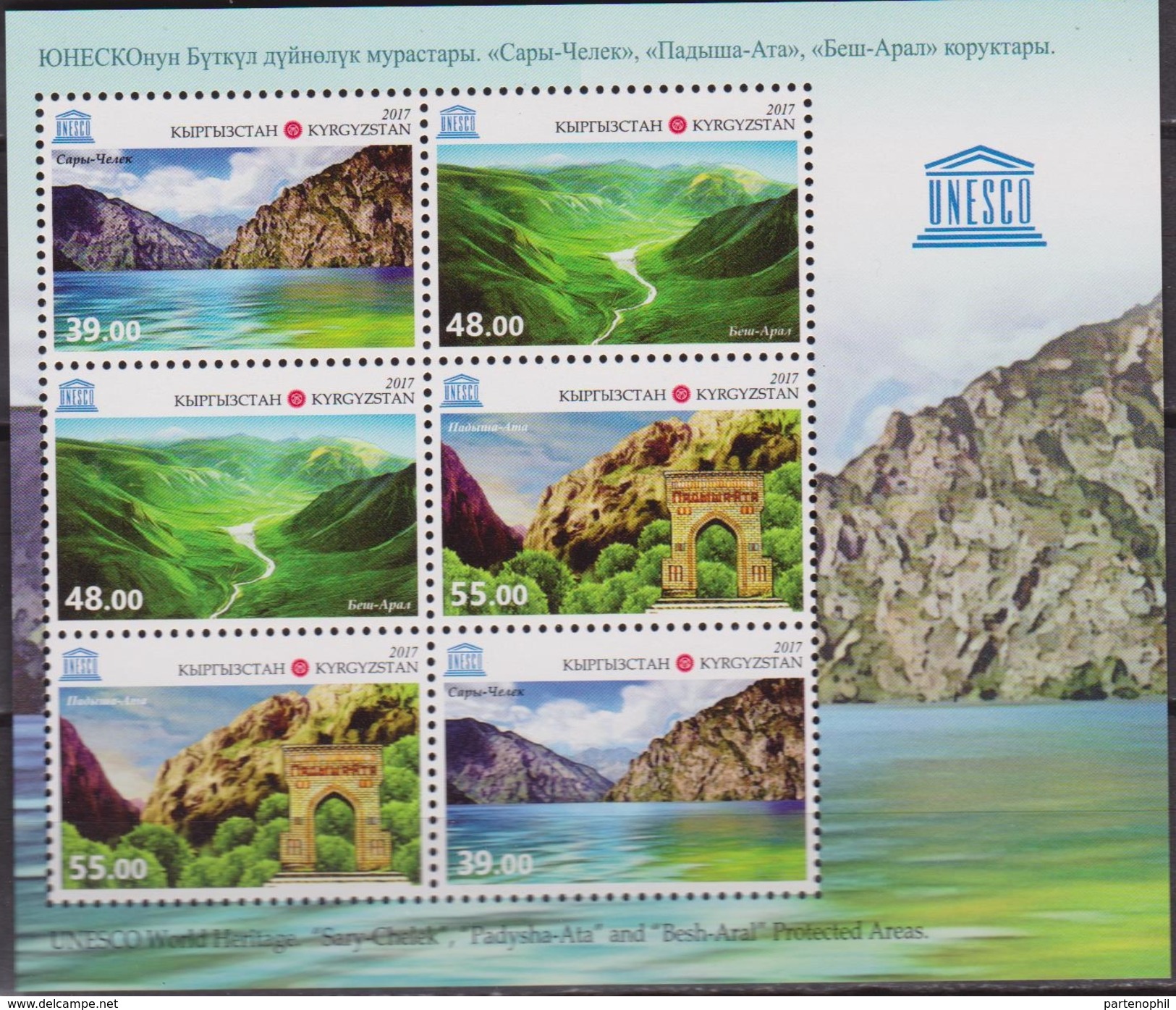 KIRGIKISTAN Unesco Patrimonio Mondiale Sheet MNH - UNESCO