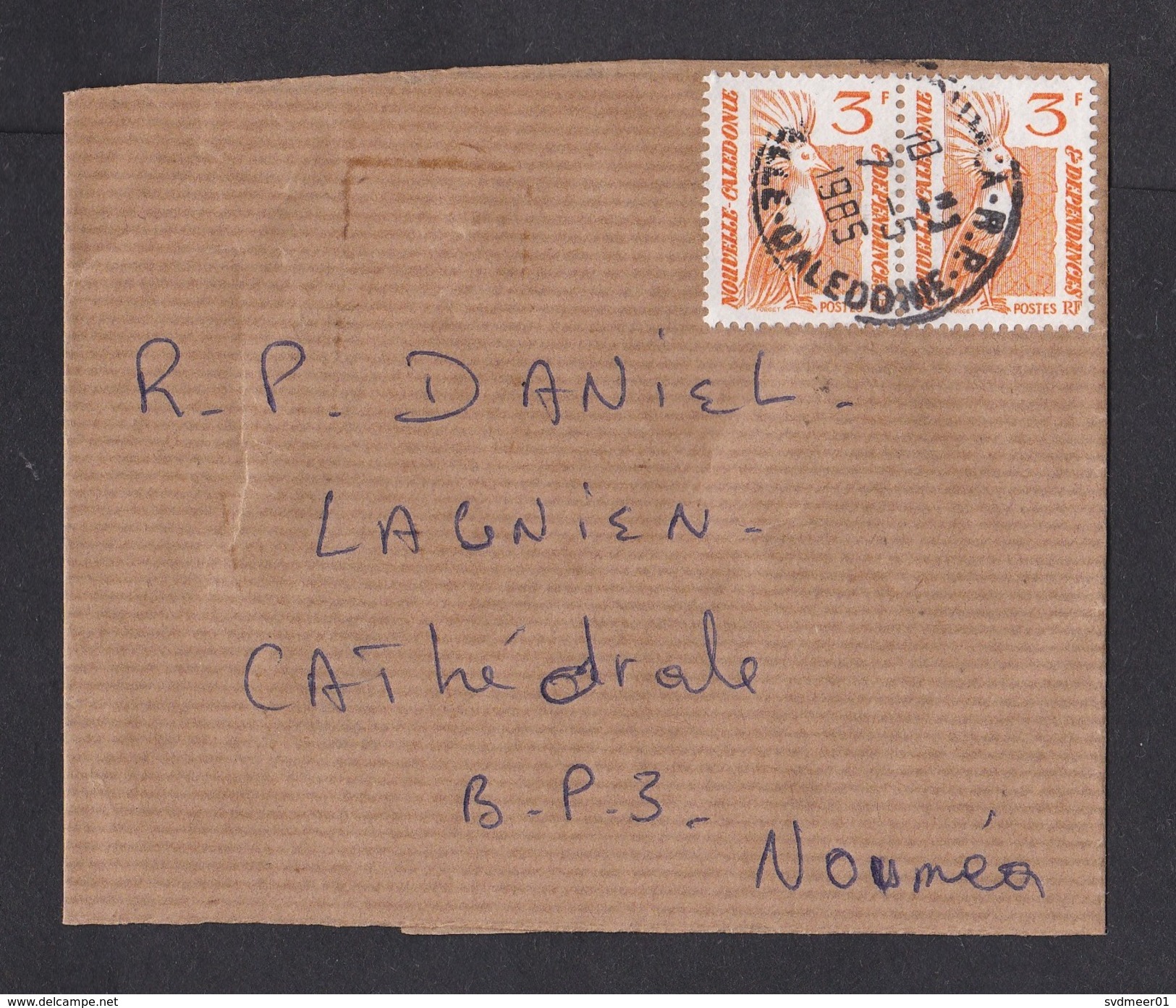 New Caledonia: Locally Used Wrapper, 1985, 2 Stamps, Bird (minor Damage, See Scan) - Brieven En Documenten