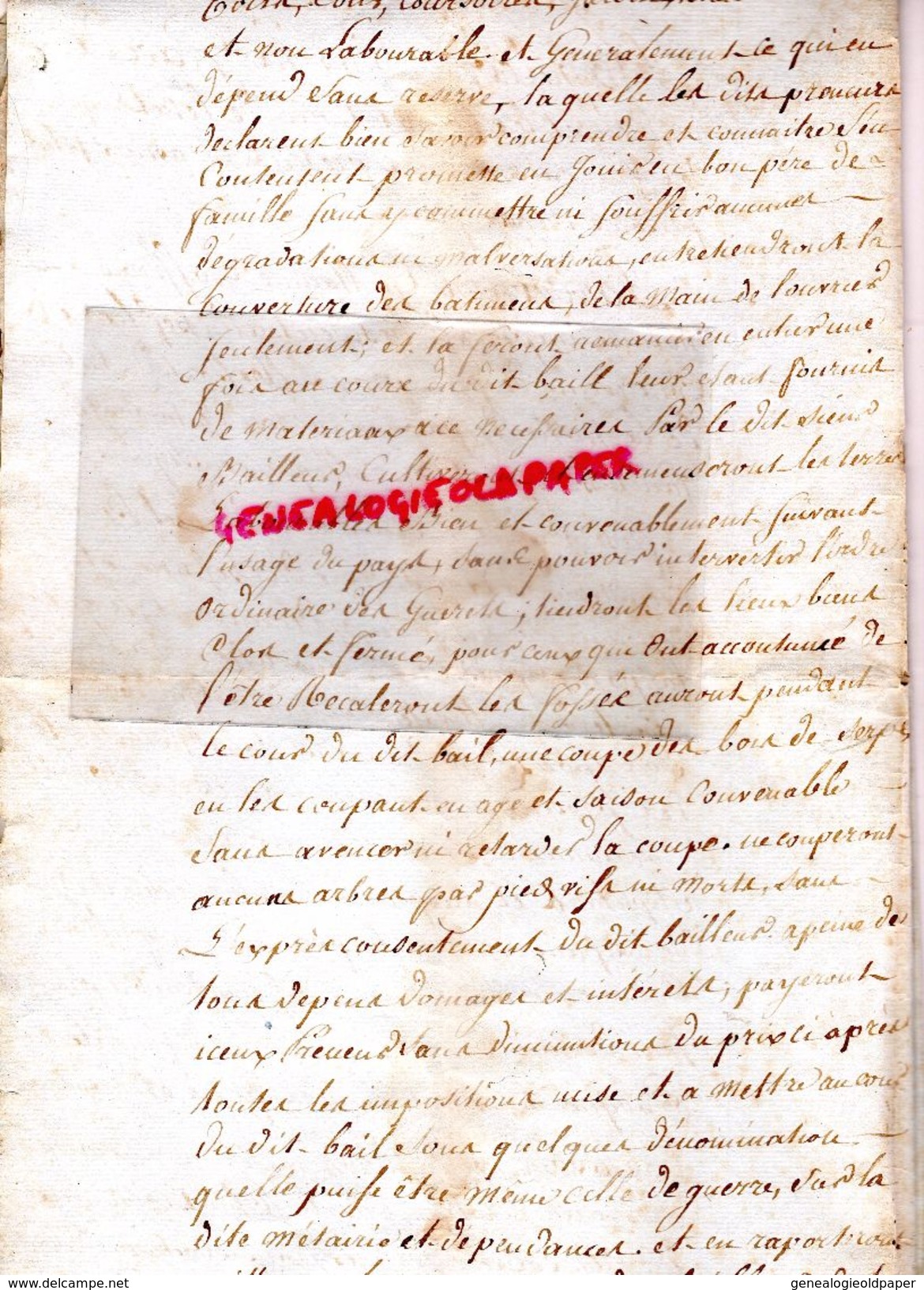 79 PAMPROUX-LUSIGNAN-LA MOTHE ST HERAYE-CONTRAT AFFERMAGE 4 MAI 1809 ENTRE DANIEL BERNARD GENDARME ET ETIENNE PORTERON - Documents Historiques