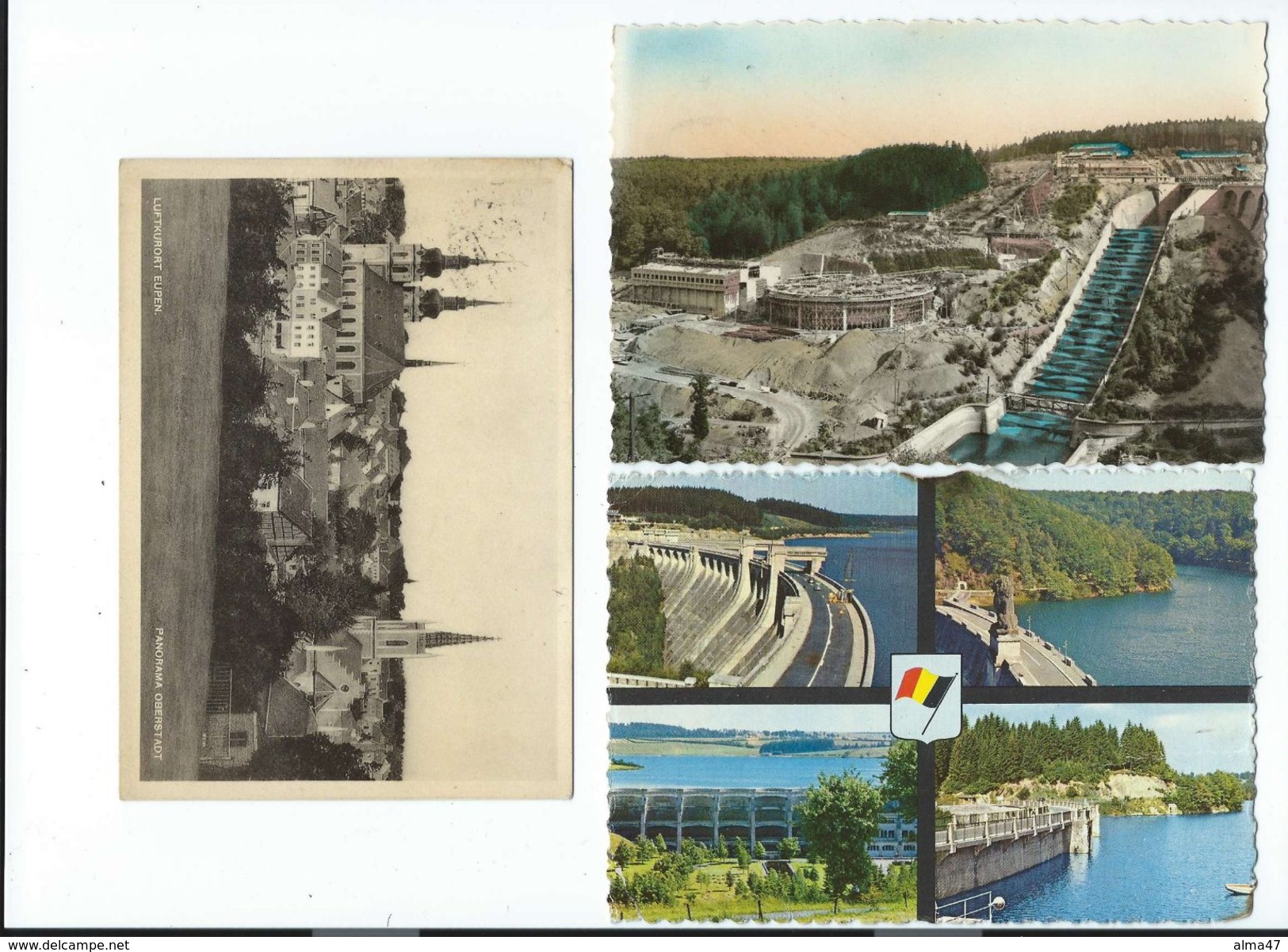 EUPEN - LOT 3 CP - Barrage Vesdre En Construction Circulé 1953 -- Les 4 Barrages Circulé 1963 -- Pano Ville Circulé 1935 - Eupen