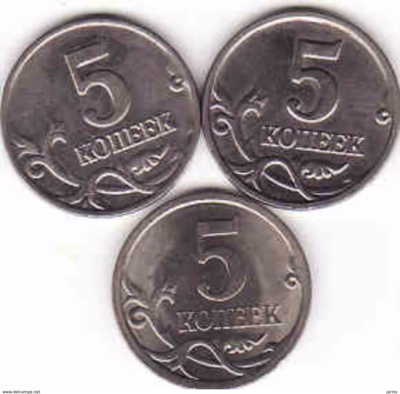 Russia, 3 X 5 Copeck - Kopejka  1998 + 2001 + 2008 - Russland