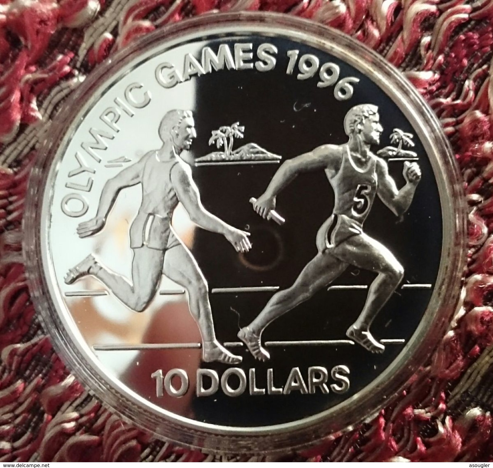 SOLOMON ISLAND 10 DOLLARS 1994 SILVER PROOF " OLYMPIC GAMES 1996" Free Shipping Via Registered Air Mail - Salomonen