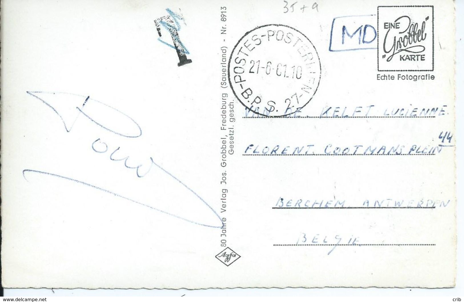 Zichtkaart WINTERBERG Verstuurd Van BPS 27 Met Geannulleerde T-stempel (1961) - Legerstempels