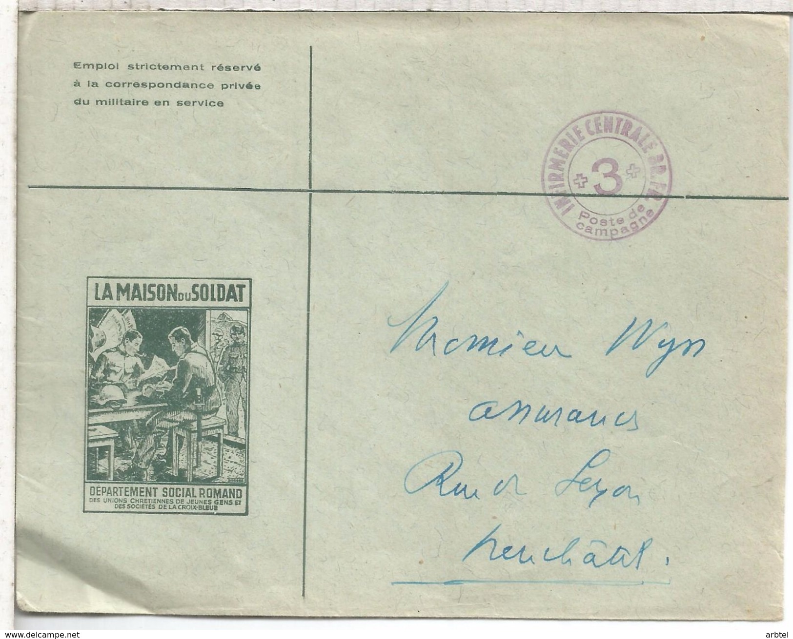 SUIZA CORREO MILITAR POST FELDPOST ENFERMERIA CENTRAL INFIRMIERE MEDICINA SALUD - Medicine