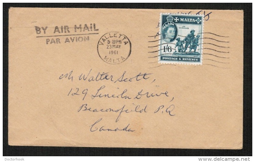 MALTA  Scott #257 On 1961 AIRMAIL COVER To CANADA (23/MAY/1961) - Malta (...-1964)