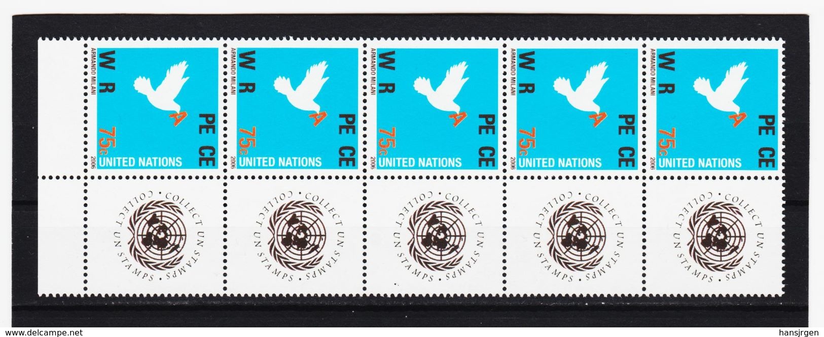 KAR145 UNO New York 2006 Michl 1019 GRUSSMARKEN Fünferstreifen Mit 5 Zierfelder ** Postfrisch SIEHE ABBILDUNG - Ungebraucht