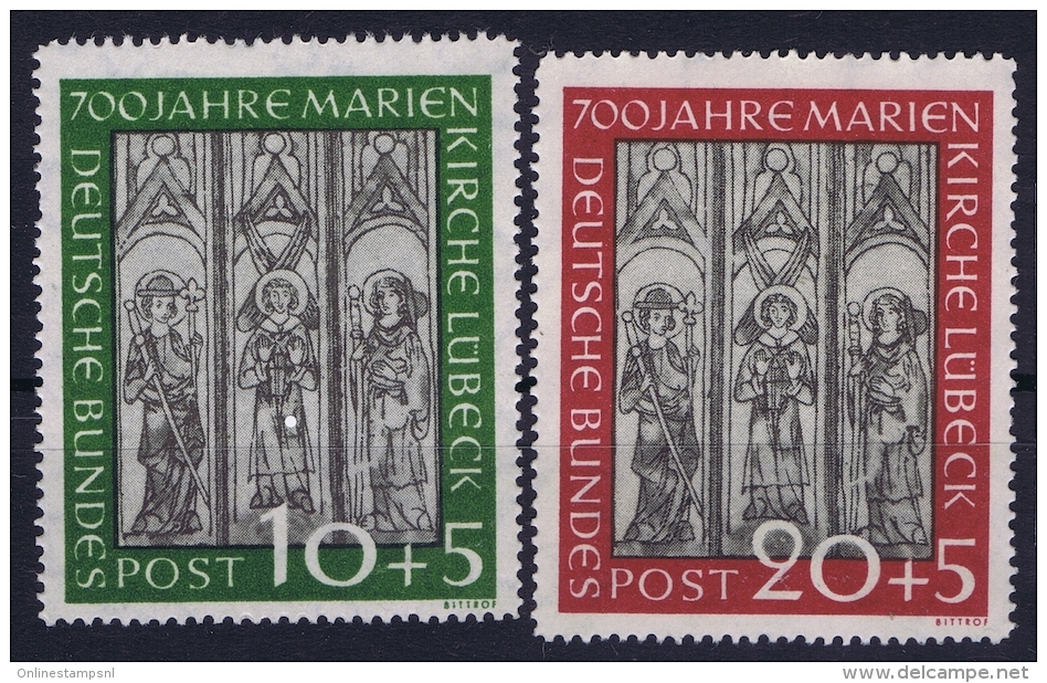 Bundespost: Mi Nr 139 - 140 Not Used (*) SG   Marienkirche-Luebeck - Neufs