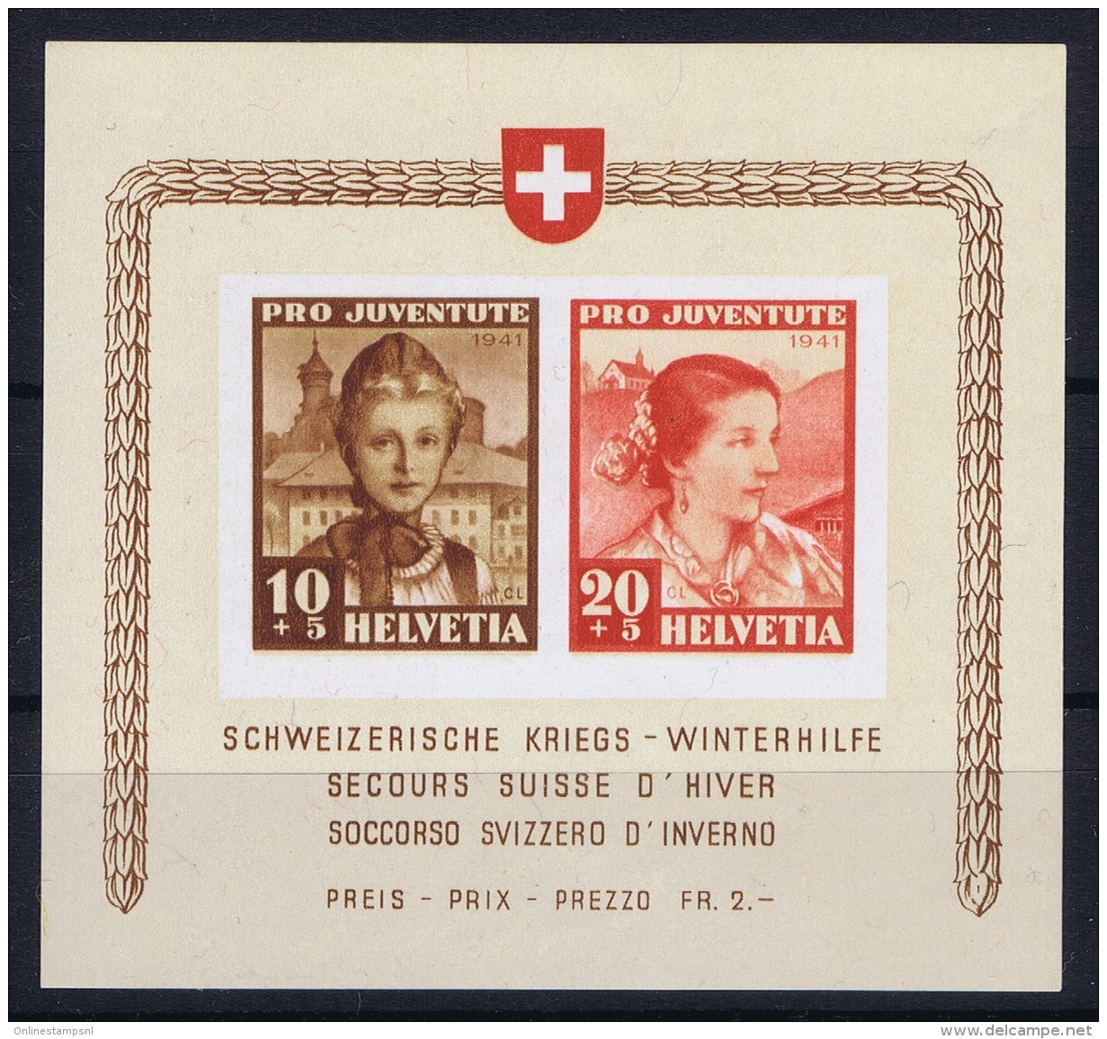 Switserland 1941 Pro Juventute Block Nr 6 Postfrisch/neuf Sans Charniere /MNH/** - Blocks & Kleinbögen