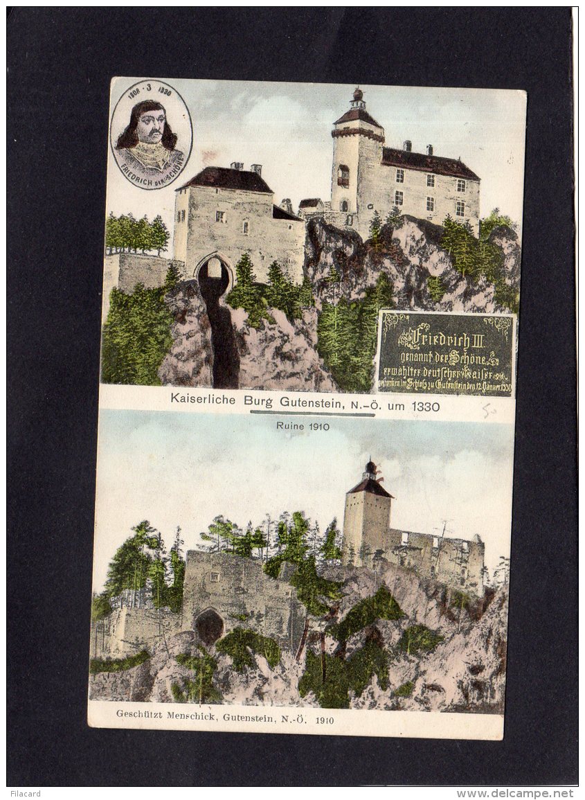 73083   Austria,  Kaiserliche  Burg  Gutenstein, N.-O.  Um  1330, Geschutz Menschick, Gutenstein N.-O., 1910,  VG 1910 - Gutenstein