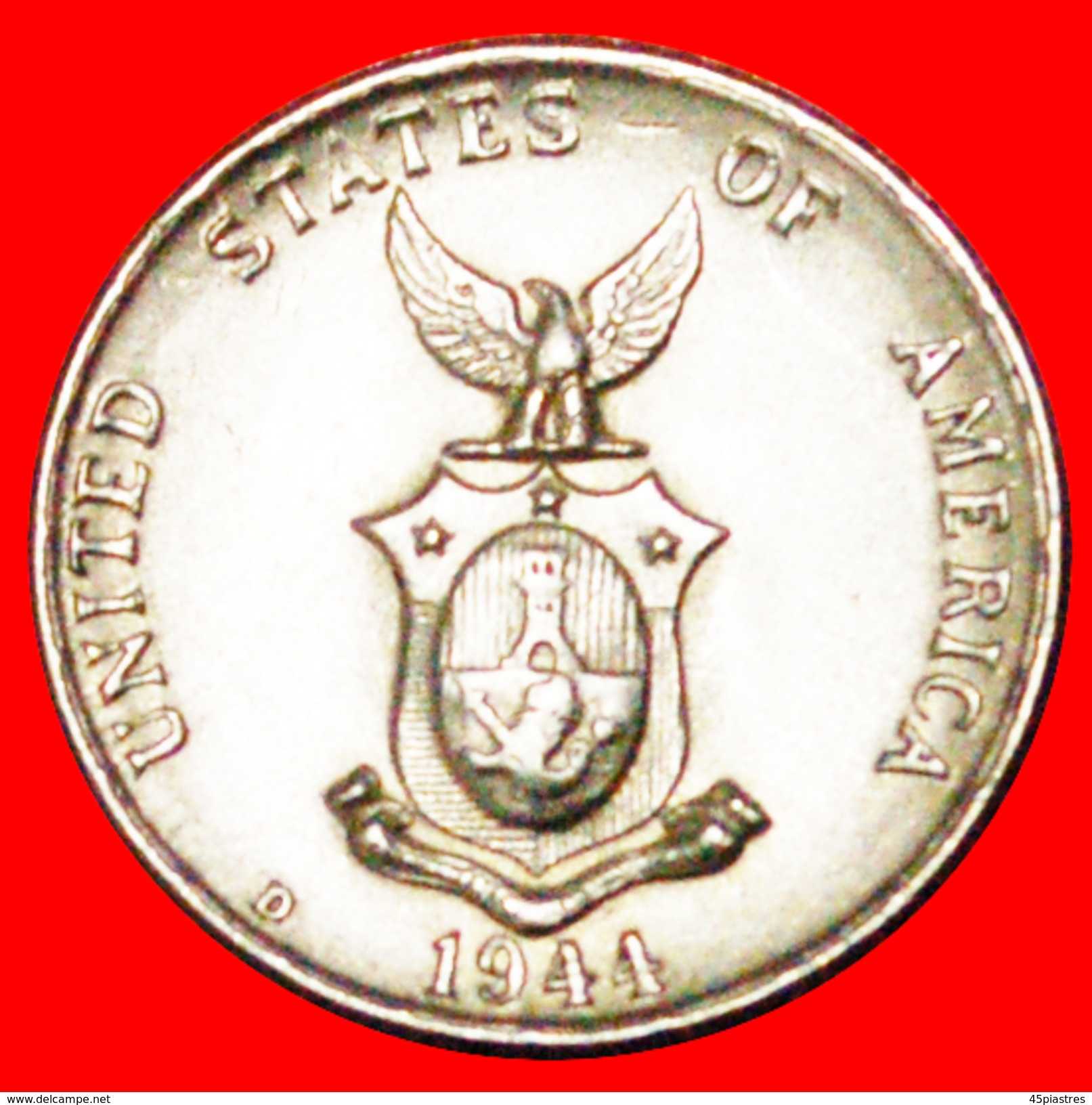 √ USA: PHILIPPINES ★ 10 SENTAVOS 1944D SILVER MINT LUSTER KEY DATE! LOW START ★ NO RESERVE! - Filippijnen