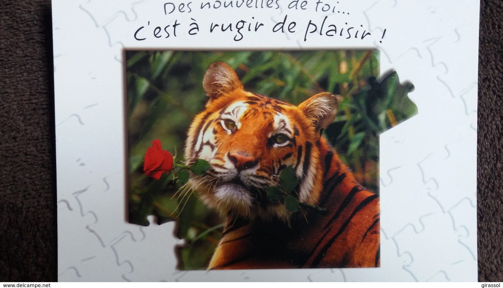 CPM TIGRE A LA ROSE DES NOUVELLES DE TOI C EST A RUGIR DE PLAISIR ANIMAL PUZZLE - Tijgers