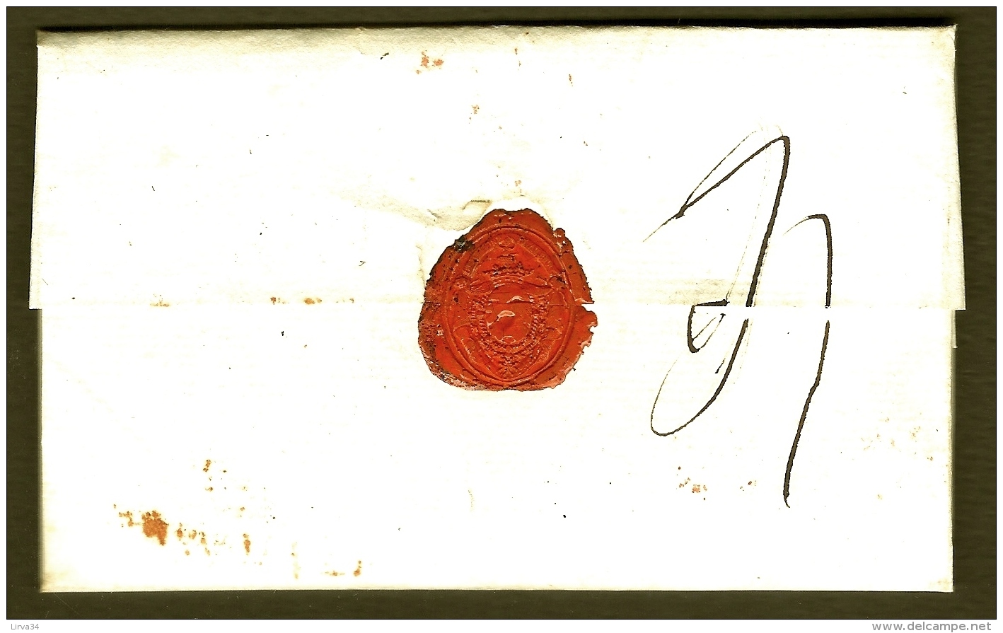 LETTRE PRECURSEUR 1815- RARE MARQUE ROUGE GROSSES LETTRES "P38P- LIANCOURT" + TAMPON ROUGE P.P.P.P.- CIRE ROUGE- 3 SCANS - 1801-1848: Précurseurs XIX