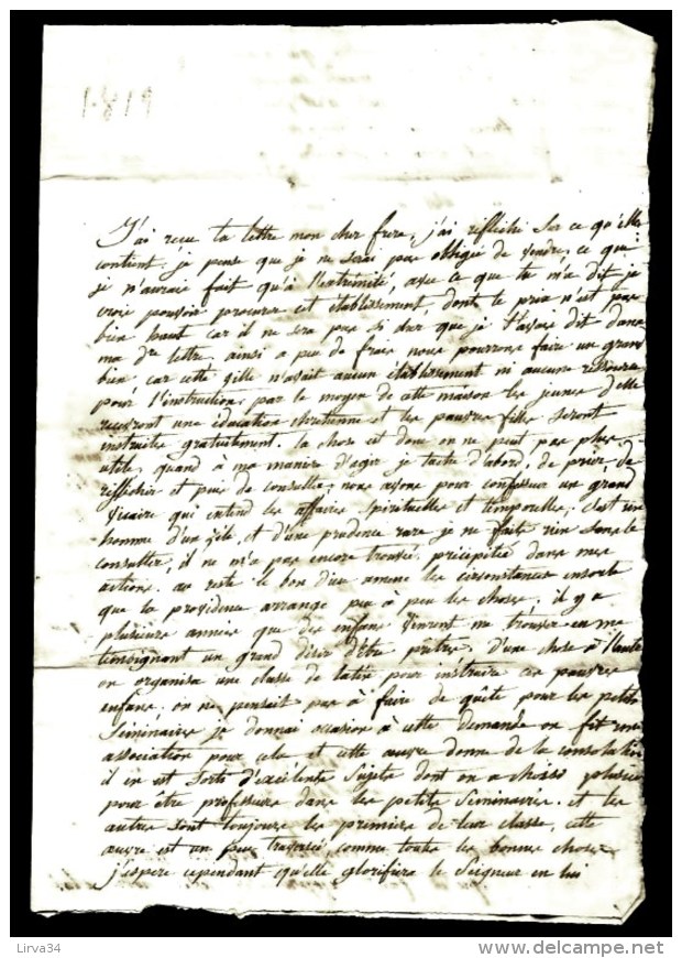 LETTRE PRECURSEUR 1819 - MARQUE AU TAMPON  "81- LIMOGES." AVEC POINT- GROSSES LETTRES- TAXE A LA PLUME 5 DECIMES- 3 SCAN - 1801-1848: Précurseurs XIX