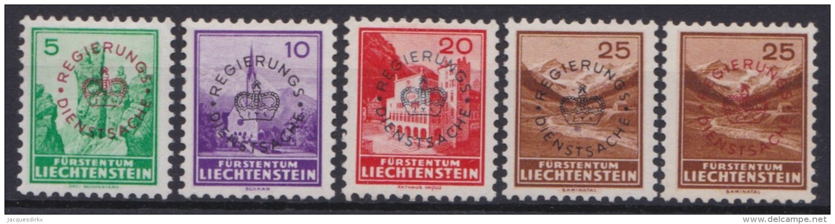 Liechtenstein   .    Yvert   .    Dienst  13/16+16a   .        *    .   Ungebraucht   .     /   .   Mint-hinged - Dienstmarken