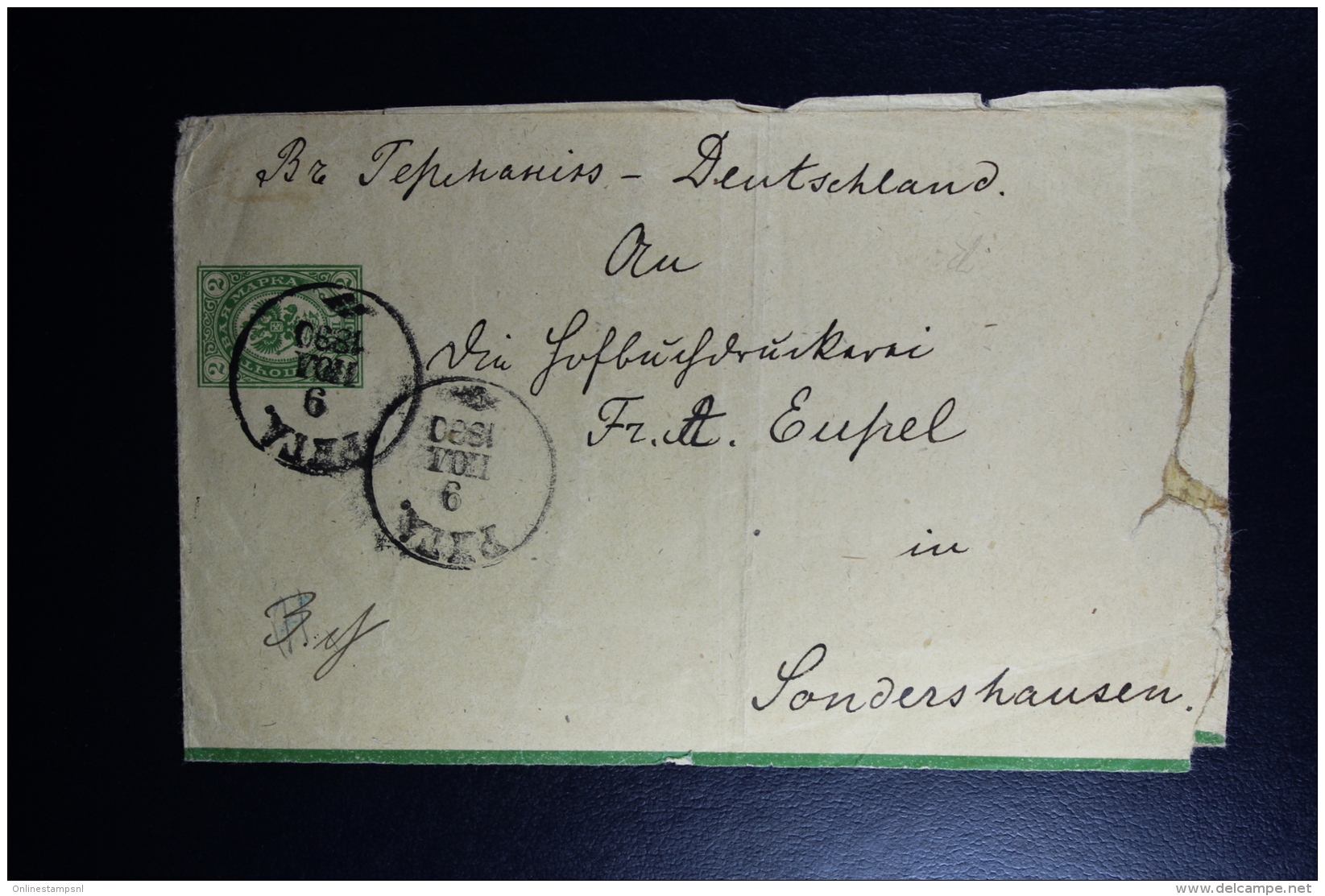 Russia : Newspaper Rapper 1890 To  Livland Arensburg Sondershausen - Stamped Stationery