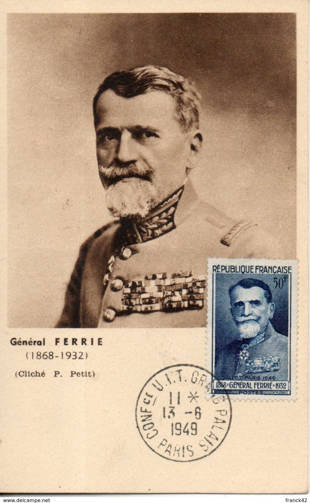 Carte Maximum. Général Ferrié. Paris. 13/6/1949 - 1940-1949