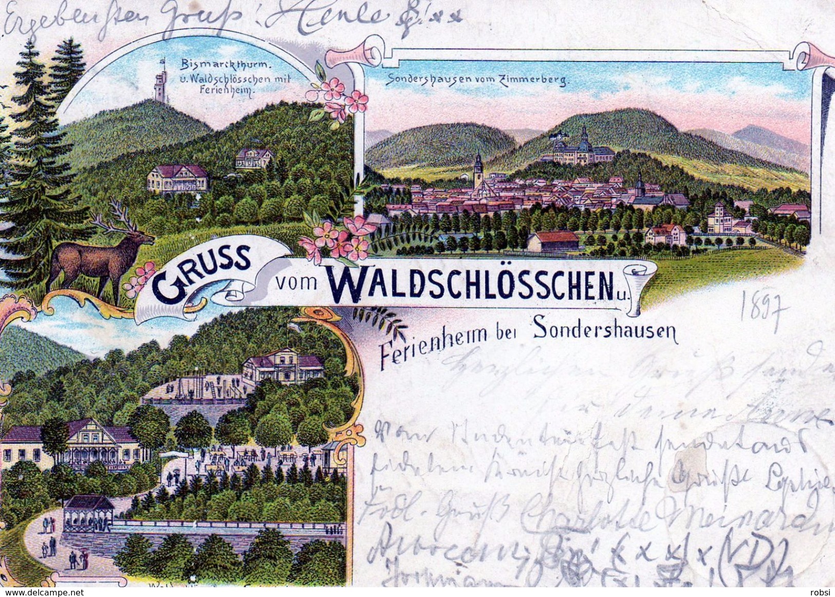 Thuringen, Sondershausen, Gruss Aus Waldschlösschen Ferienheim, Litho Trois Vues - Sondershausen