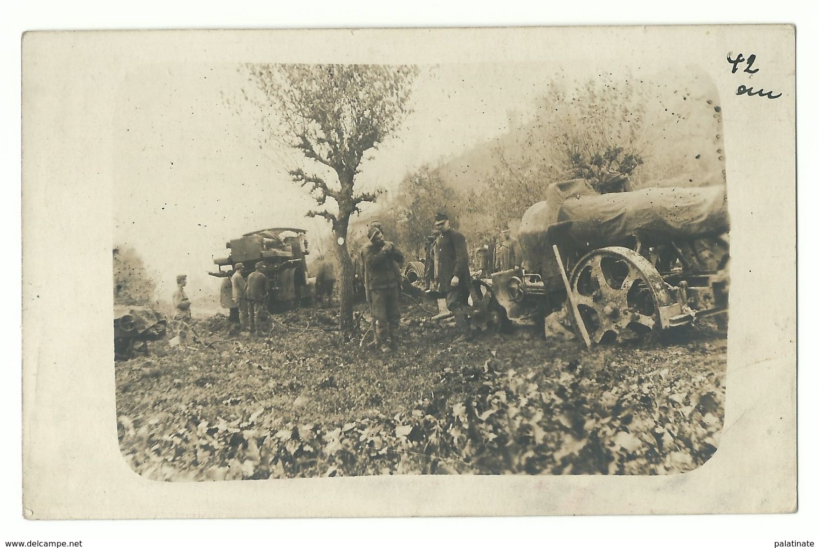 1. Weltkrieg Seilwinde Zieht Einen 30,5 Mörser In Stellung Photo-AK - Oorlog 1914-18