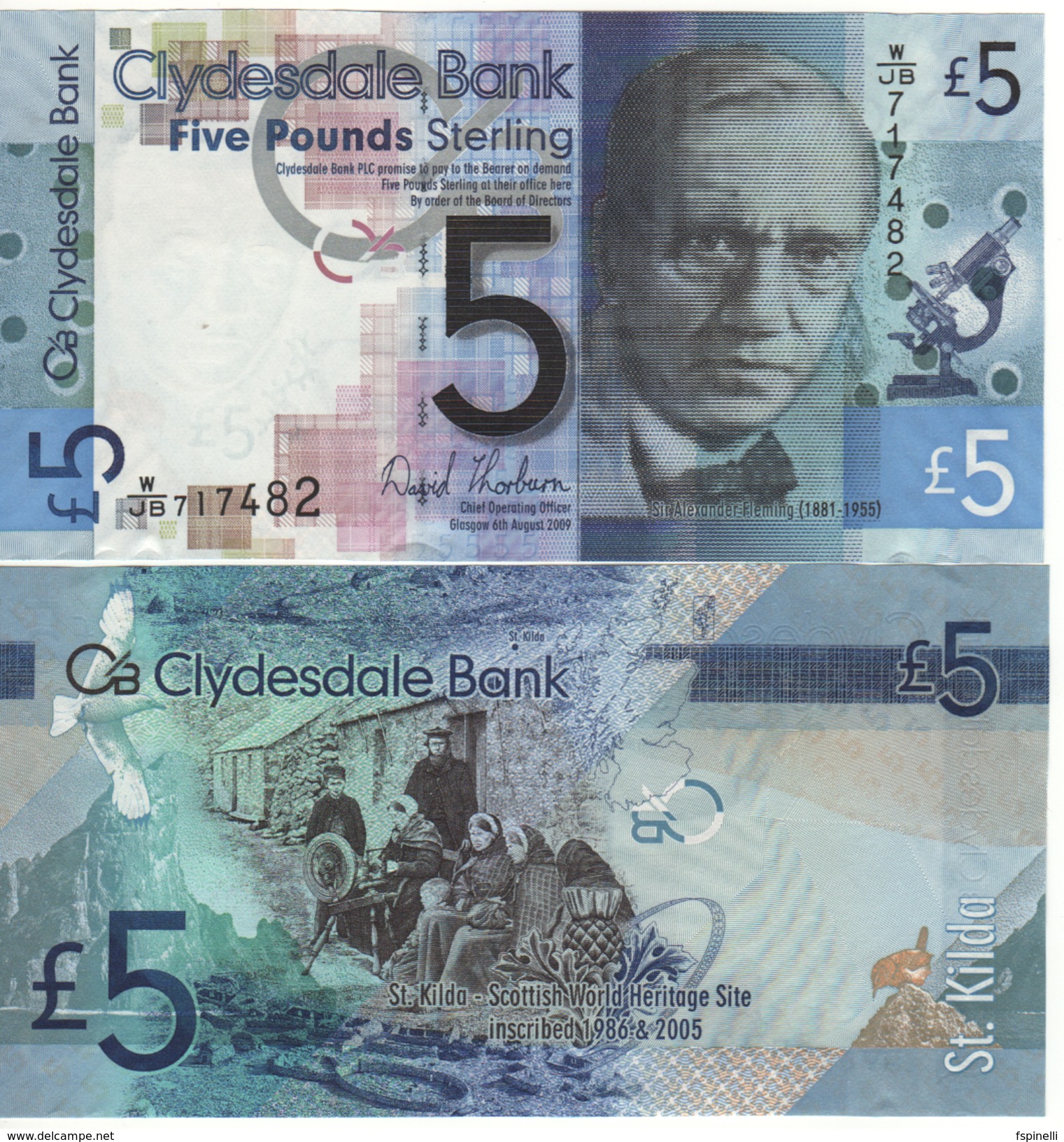 SCOTLAND   £5  "Clydesdale Bank"  P229I   "Paper"   Dated  6th Aug.  2009    UNC - 5 Pounds