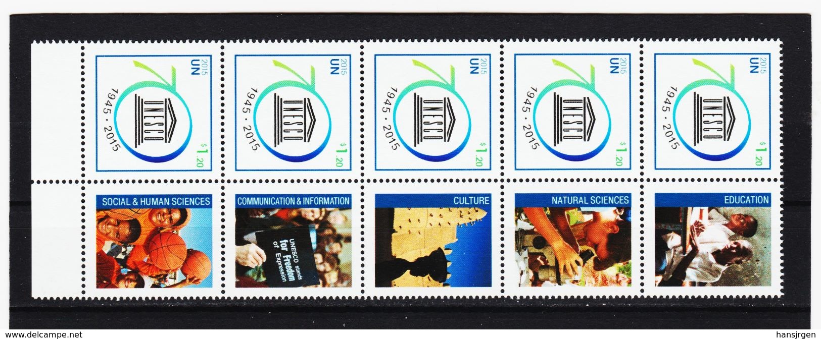 KAR178 UNO New York 2015 70 JAHRE UNESCO Fünferstreifen Mit 5 Zierfelder ** Postfrisch SIEHE ABBILDUNG - Unused Stamps