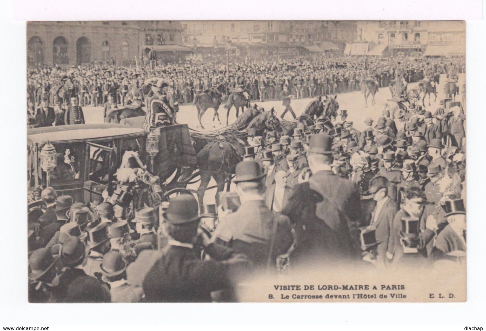 Visite De Lord-Maire à Paris En 1906. Le Carrosse Devant L'Hôtel De Ville. (1918r) - Réceptions