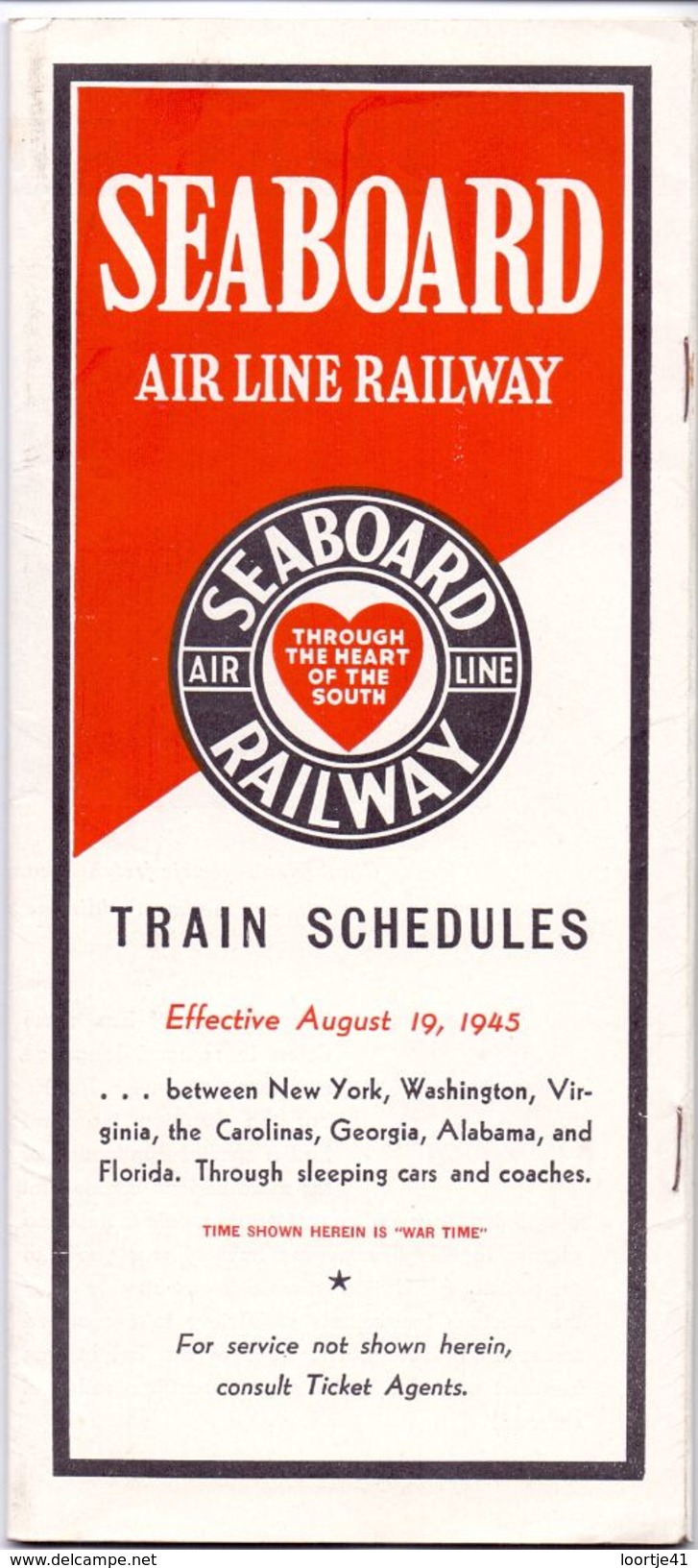 Brochure Toerisme Tourisme - Seaboard Air Line Railway - Train Schedules - Time Tables 1945 - Europe