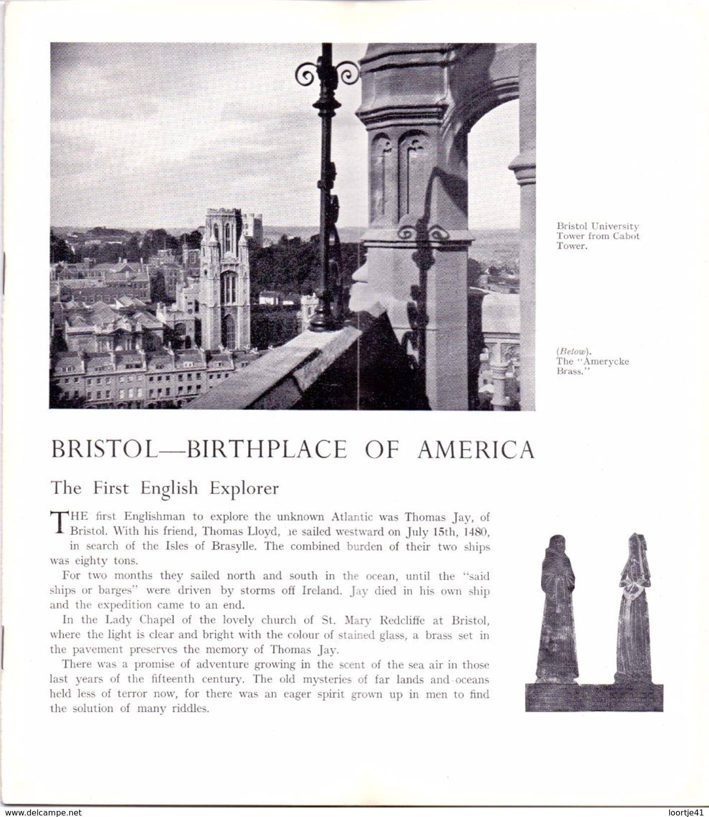 Brochure Toerisme Tourisme - Bristol Birthplace Of America - - Dépliants Touristiques