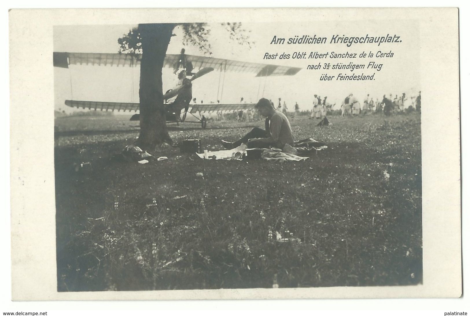 1. Weltkrieg Rast Des Oblt. Albert Sanchez De La Cerda Nach Flug über Feindesland Flugzeug Flieger Photo-AK - Weltkrieg 1914-18