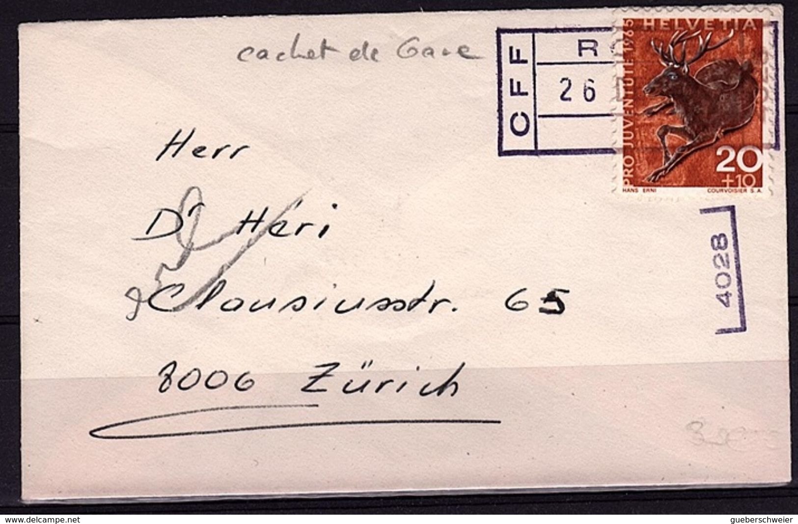 CH 185 - SUISSE N° 761 Sur Enveloppe Visite Avec Cachet De Gare - Lettres & Documents