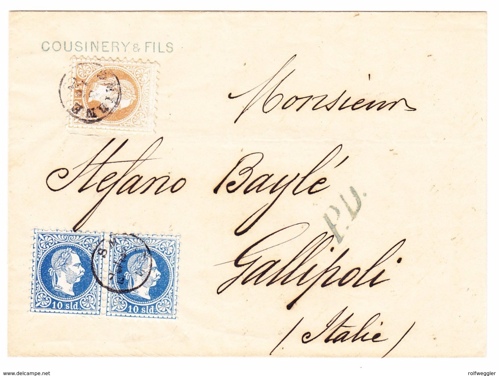 1872 Österreichische Post In Smyrna, Faltbrief Nach Gallipoli - Levante-Marken