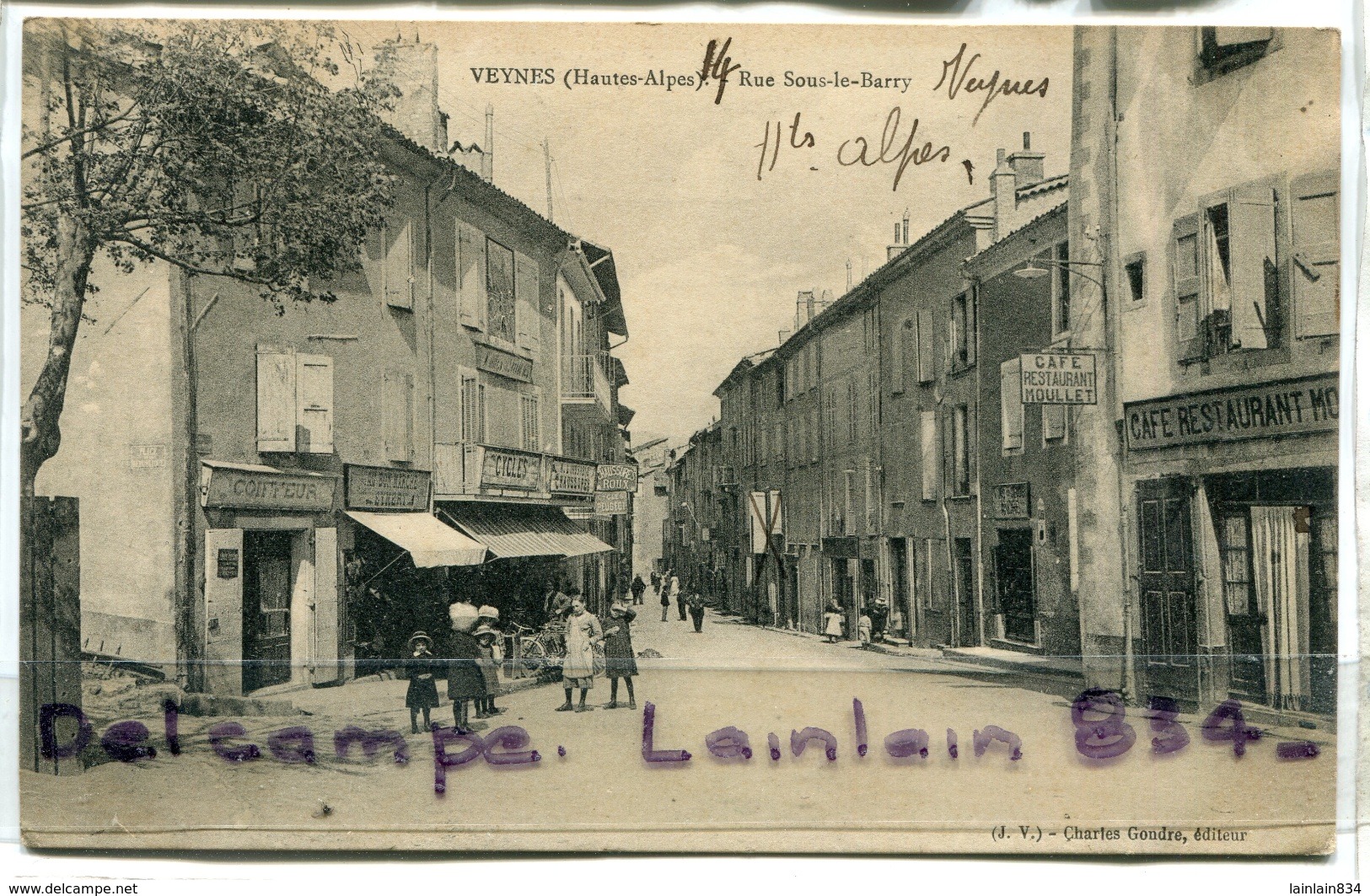 - VEYNES -  ( Hautes-Alpes ), Rue Sous Le Barry, Coiffeur, Cycles, Animation, épaisse, écrite, 1916, TBE, Scans. . - Sonstige & Ohne Zuordnung