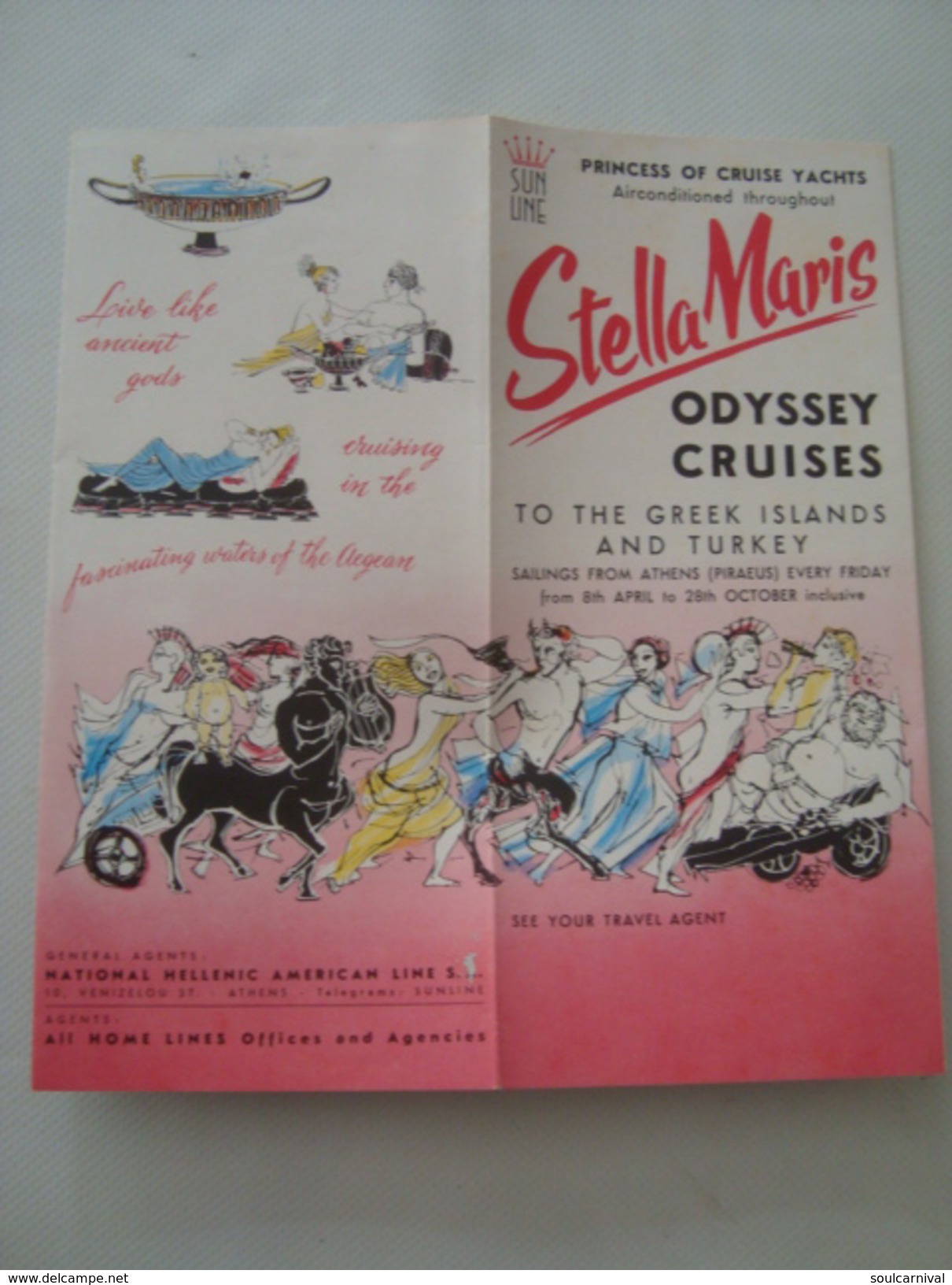STELLA MARIS ODYSSEY CRUISES - SUN LINE, GREECE, 1959. 8 PAGE BROCHURE. COLOUR PHOTOS. CRUISE RATES. MINT. - Other & Unclassified