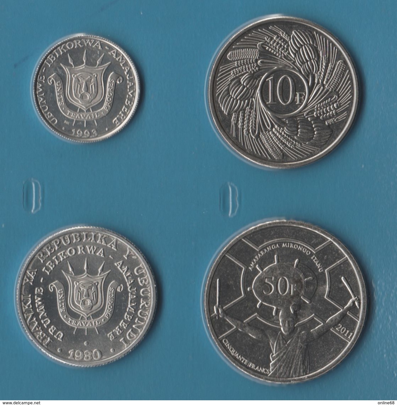 BURUNDI COIN SET 4 MONNAIES: 1 FRANC - 50 FRANCS 1980 - 2011 - Burundi