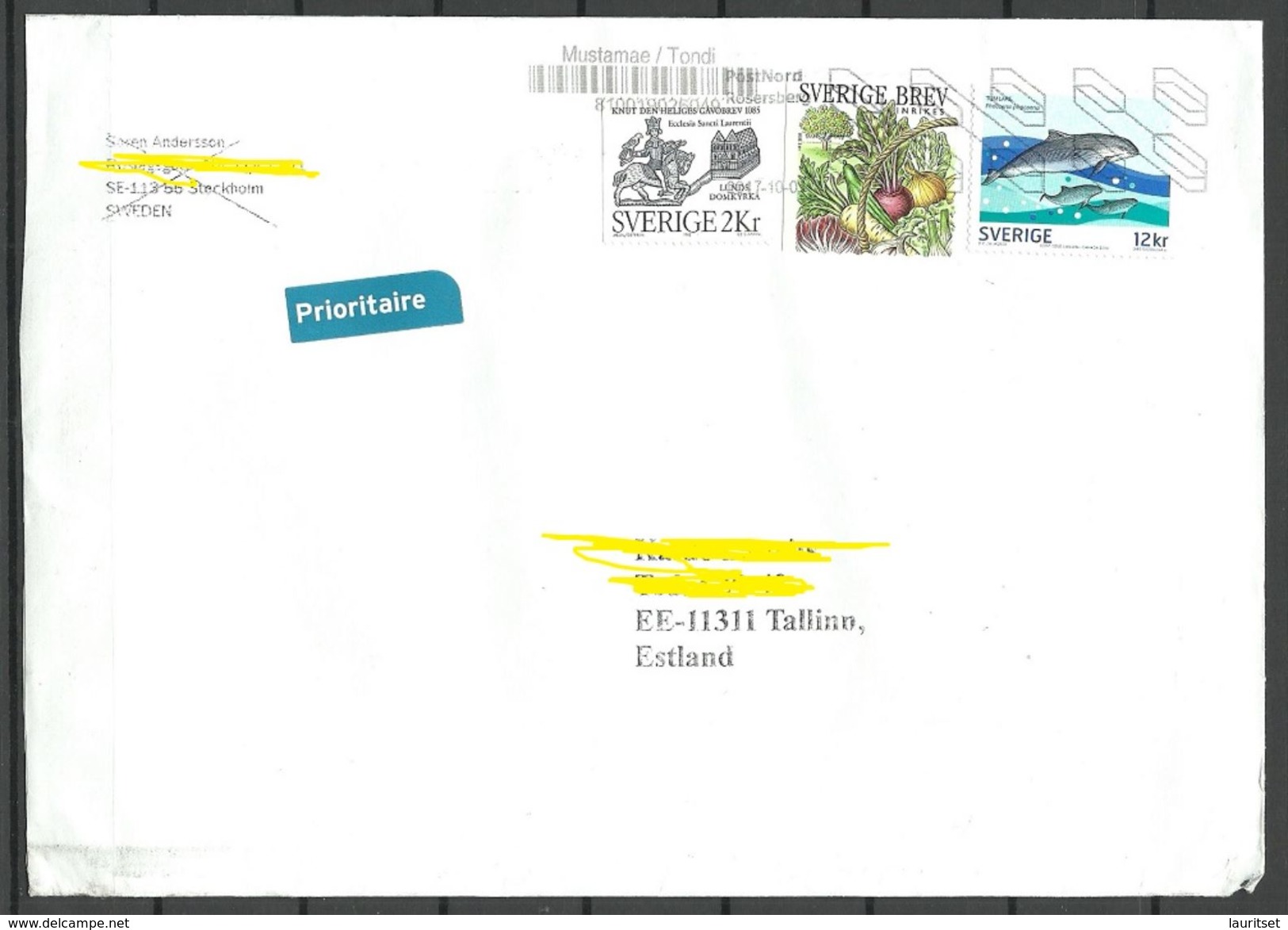 SCHWEDEN Sweden 2017 Letter To Estonie Fishes Etc - Lettres & Documents