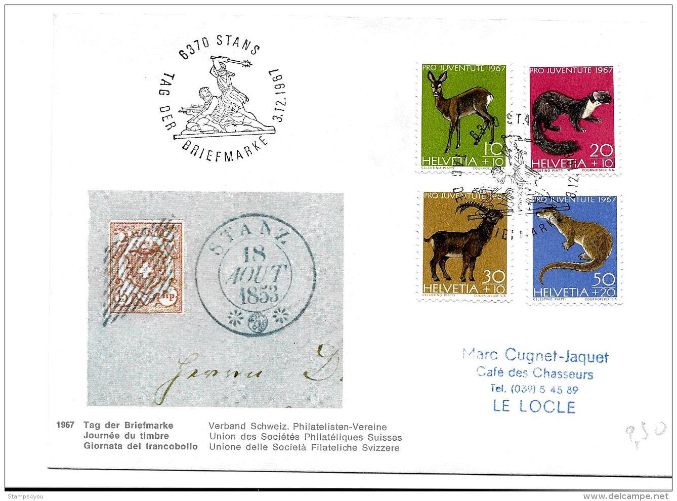 49 - 8 - Enveloppe Avec Oblit Spéciale "Journée Du Timbre 1967" Stans - Storia Postale