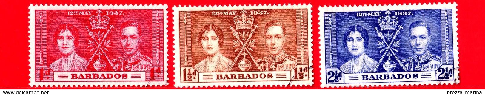 BARBADOS - Usato - 1937 - Incoronazione Di Re Giorgio VI E Della Regina Elisabetta - Serie Completa - Barbados (...-1966)
